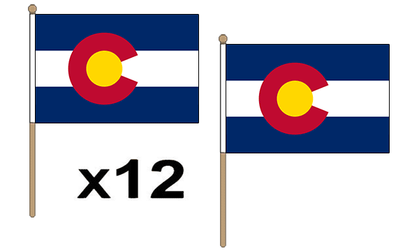 Flagmania Colorado wooden hand flags, 9x6 inch, pack of 12, no bases