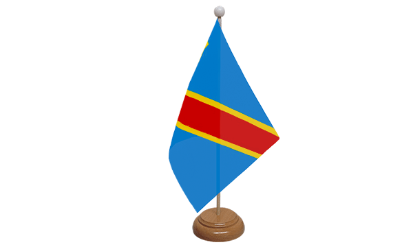 Flagmania Congo DR 2006 wooden hand flags, 9x6 inch, pack of 12, no bases