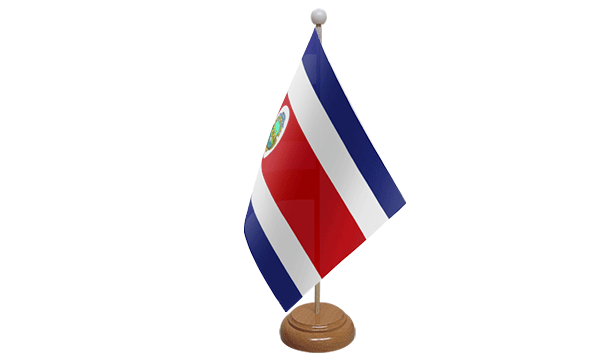Flagmania Costa Rica wooden hand flags, 9x6 inch, pack of 12, no bases