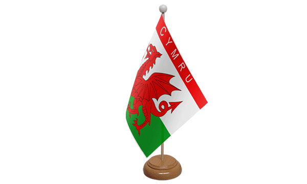 Flagmania Cymru wooden hand flags, 9x6 inch, pack of 12, no bases
