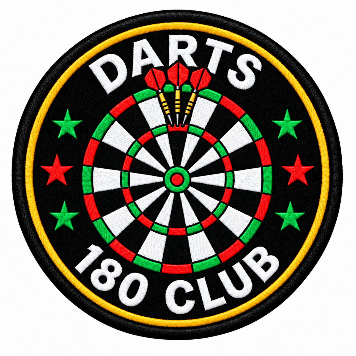 Darts 180 Club - Gold Border 80mm embroidered patch