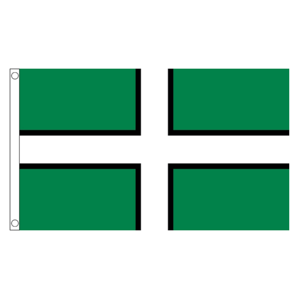 Devon county flag with white cross edged in black on green, 5ft x 3ft