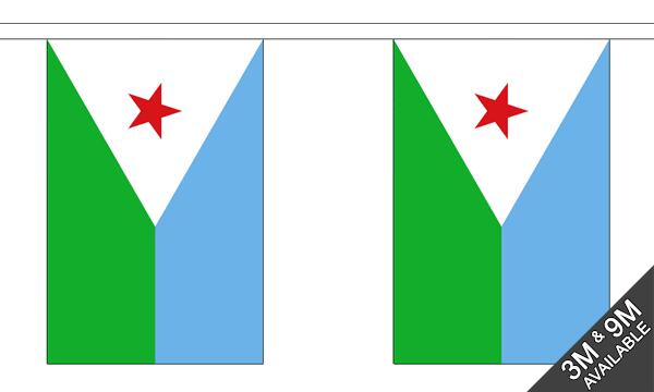 Djibouti 3 metre bunting, 10 flags - Flagmania