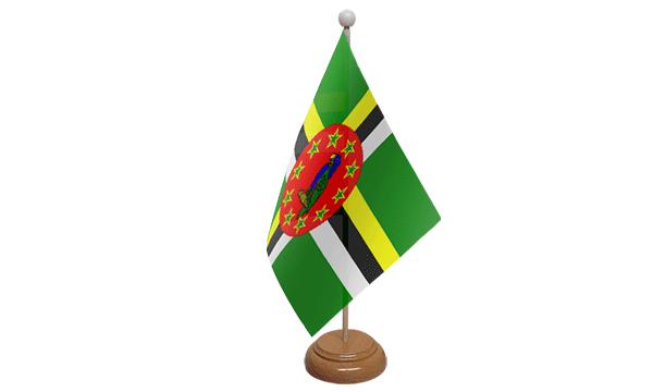 Flagmania Dominica wooden hand flags, 9x6 inch, pack of 12, no bases