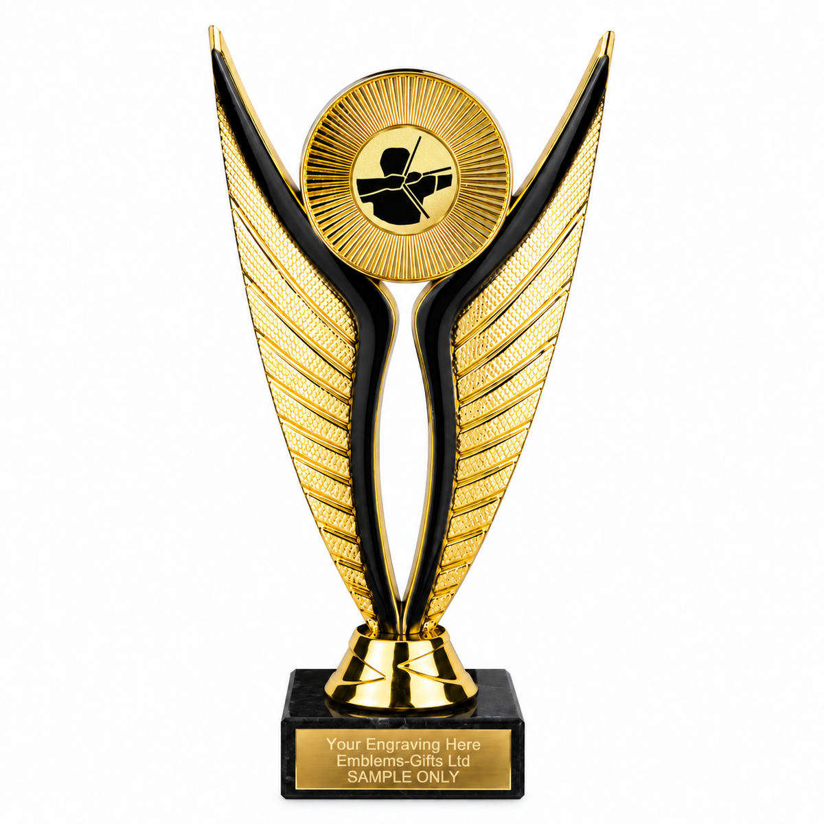 Archery economy trophy 195mm with plastic top and marble base