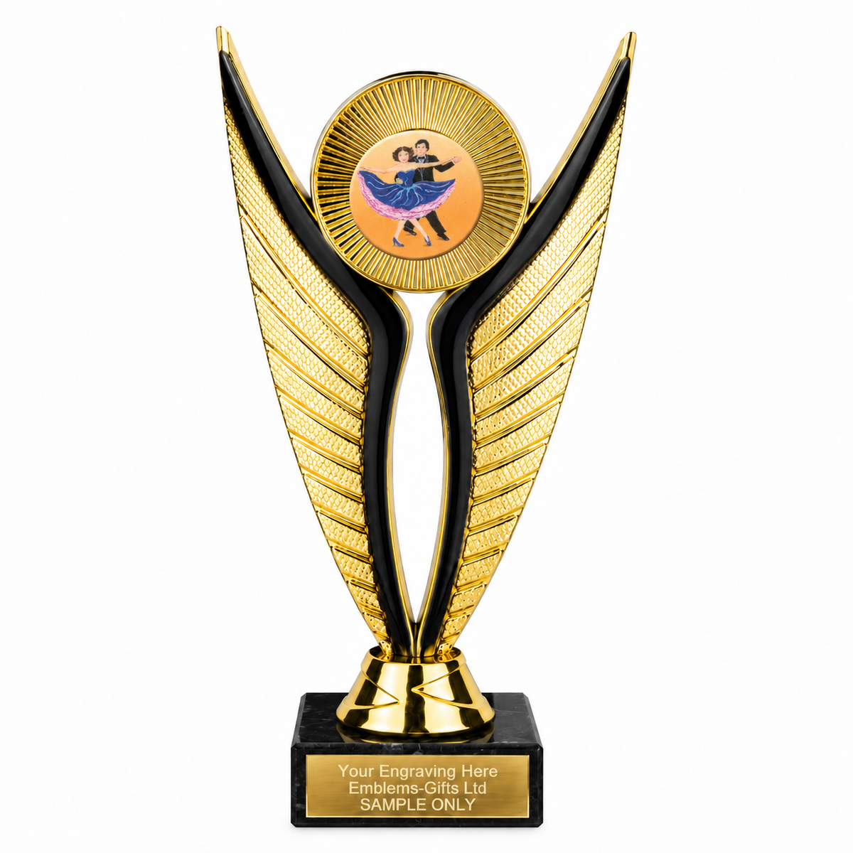 Dancing Blue Dress economy trophy 195mm with plastic top and marble base