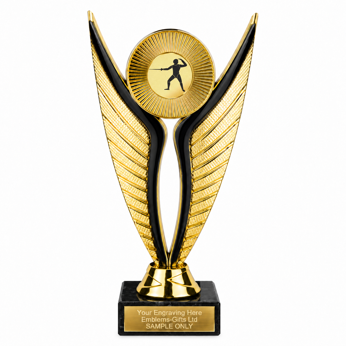 Fencing economy trophy 195mm with plastic top and marble base