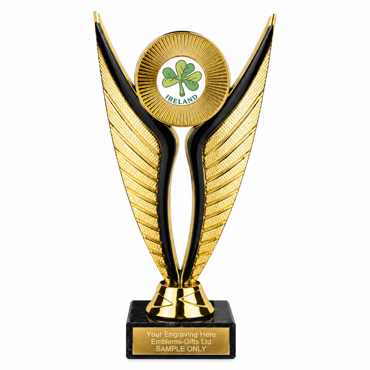 Ireland Shamrock economy trophy 195mm with plastic top and marble base