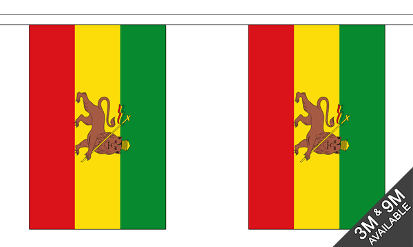 Flagmania Ethiopia with Lion (Rasta) Bunting, 9 metre bunting