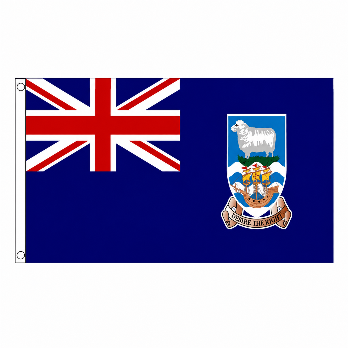 Falkland Islands Flag centred on square white background