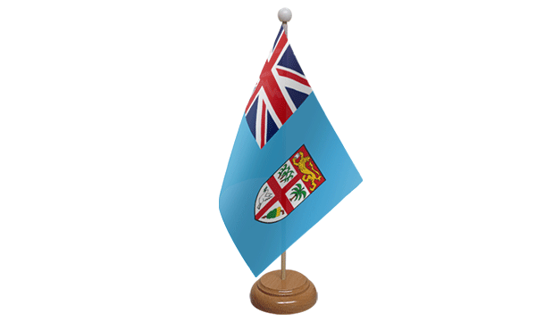 Flagmania Fiji wooden hand flags, 9x6 inch, pack of 12, no bases