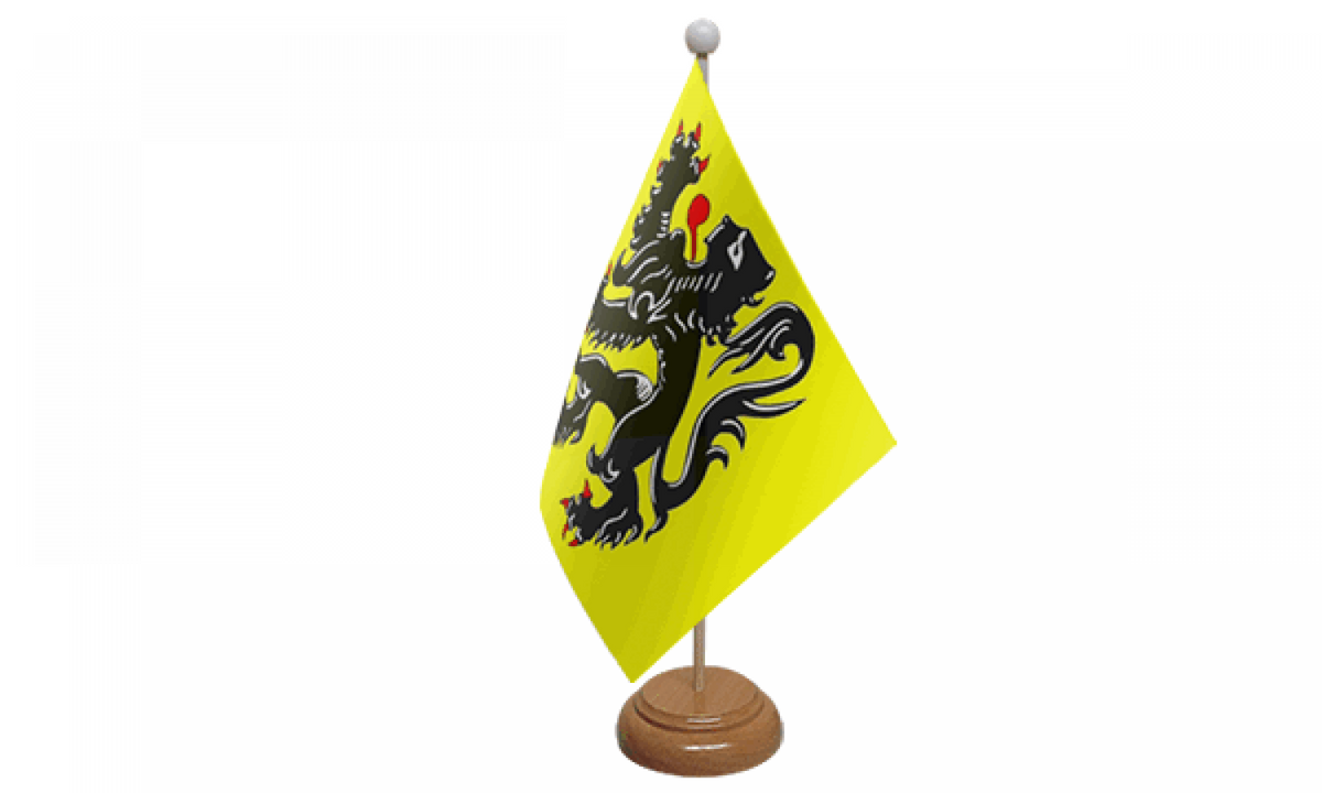 Flagmania Flanders Lion wooden hand flags, 9x6 inch, pack of 12, no bases