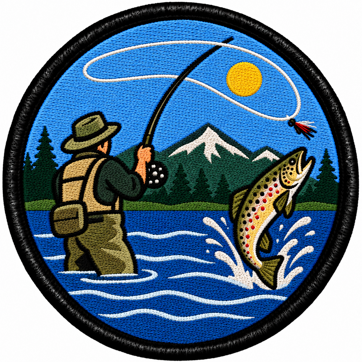 Fly Fishing 80mm embroidered patch
