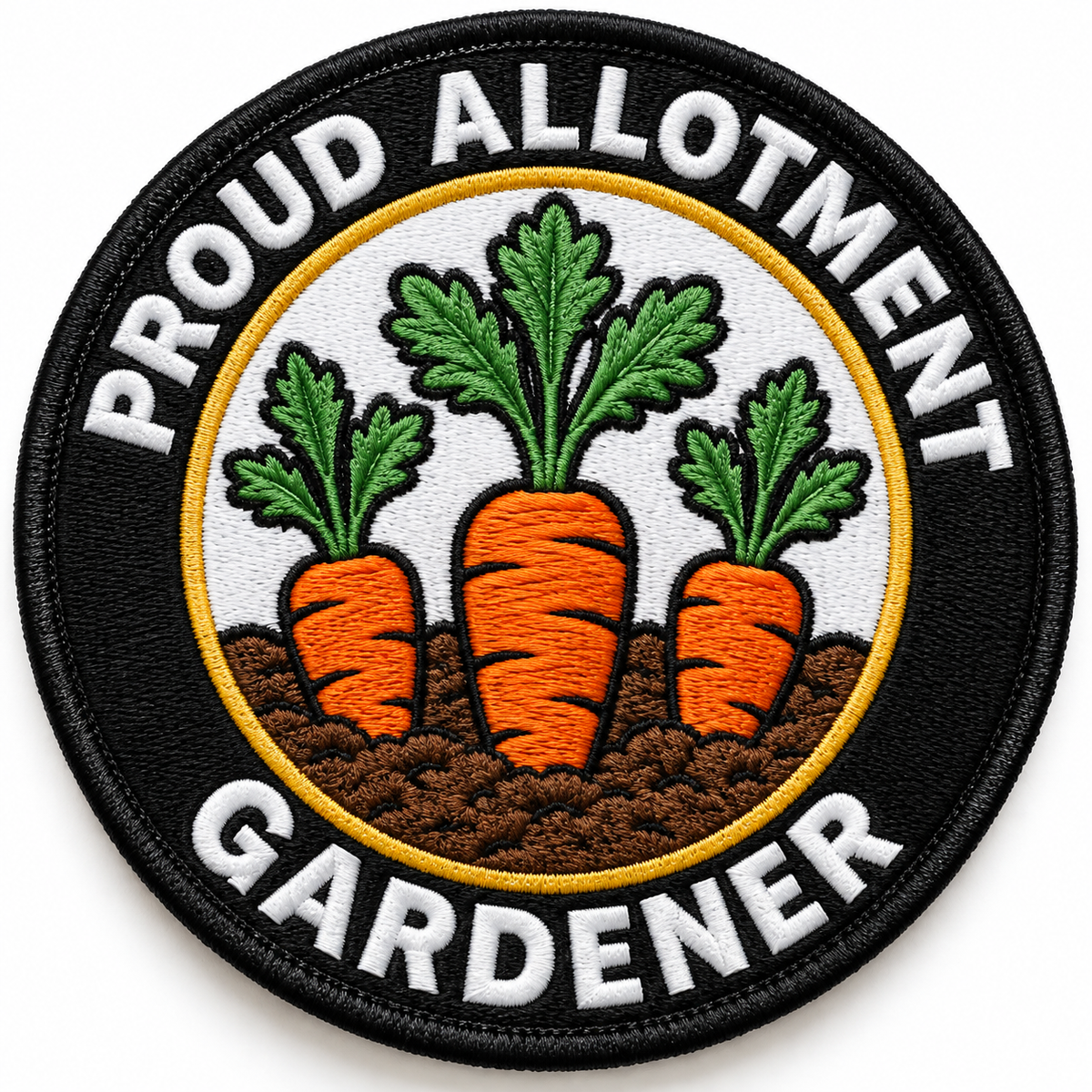 Proud Allotment Gardener 80mm circular embroidered gardening patch