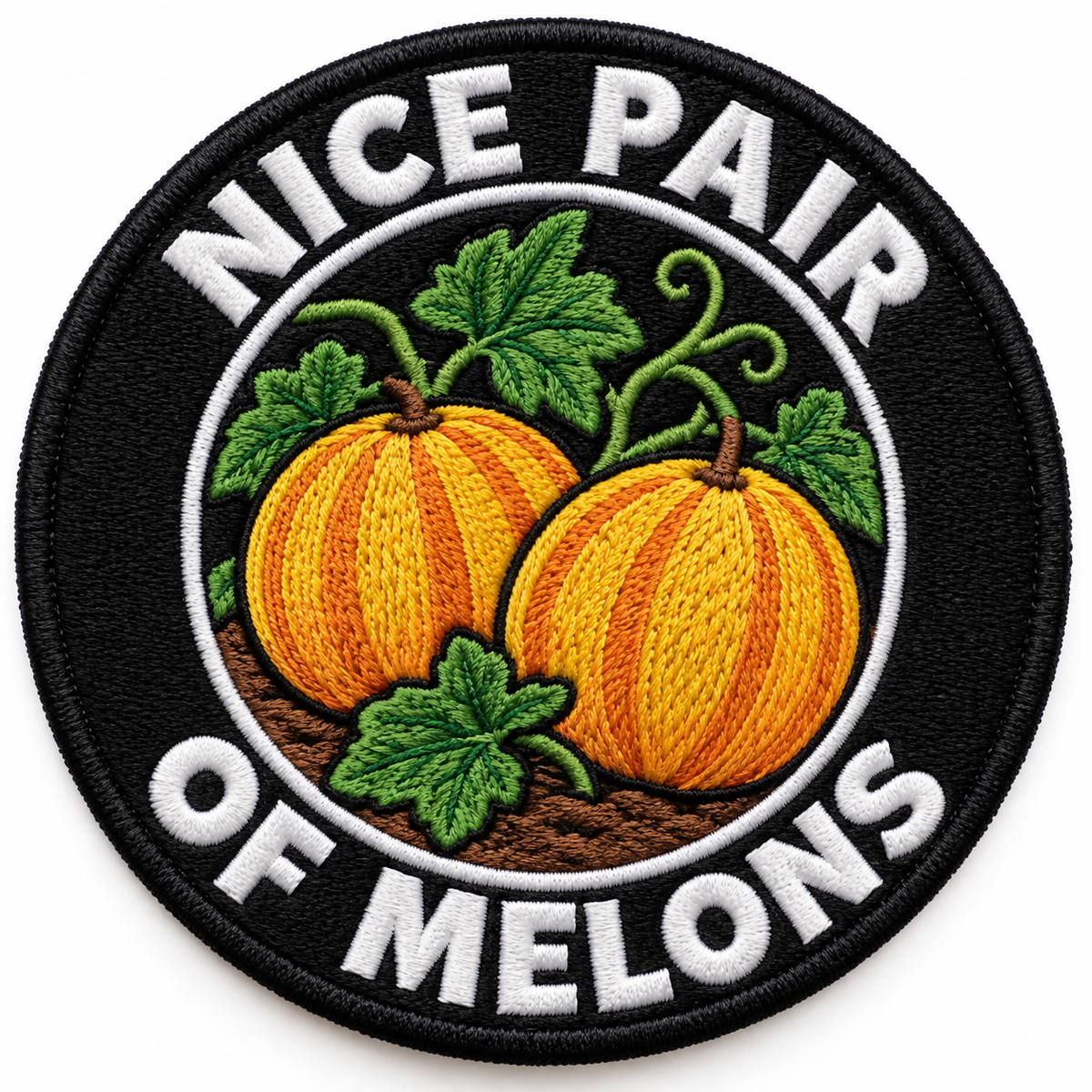 Nice Pair of Melons 80mm circular embroidered gardening patch