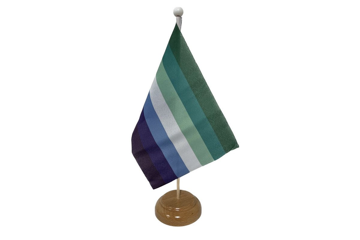 Flagmania Gay Male Striped wooden hand flags, 9x6 inch, pack of 12, no bases