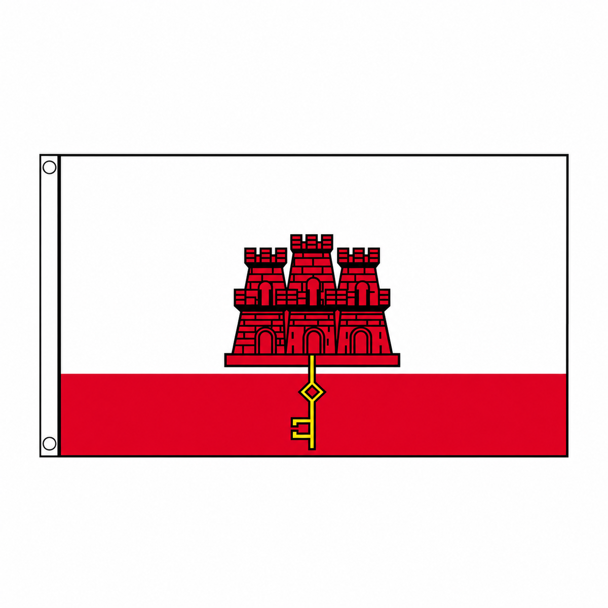 Gibraltar Flag centred on square white background