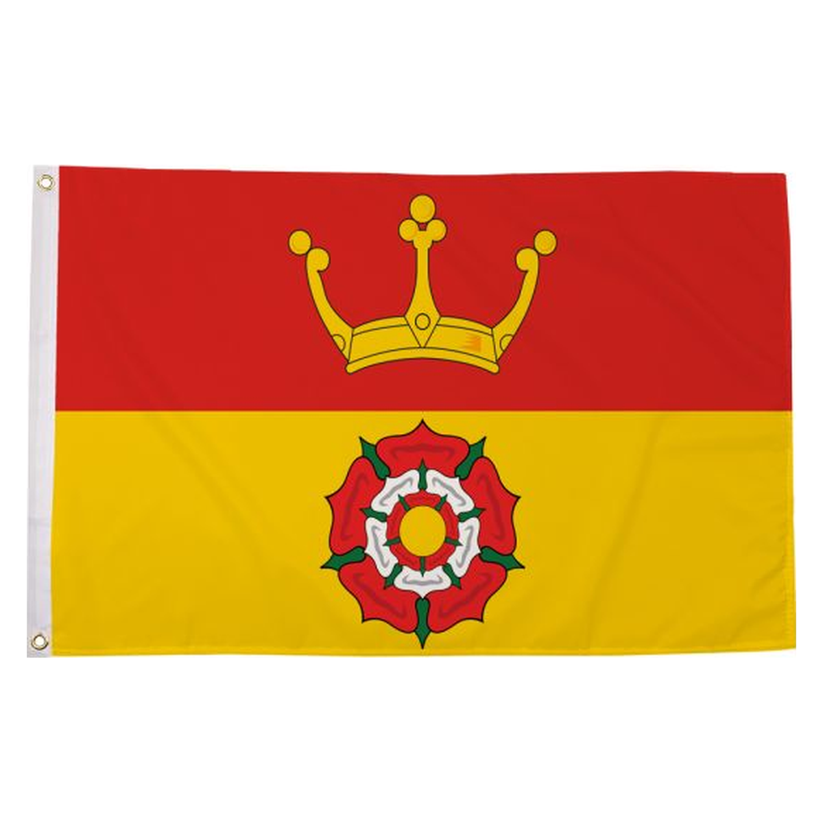 Hampshire new county flag with gold crown on red above a Tudor rose on gold, 5ft x 3ft