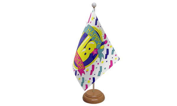 Flagmania Happy 18th Birthday wooden hand flags, 9x6 inch, pack of 12, no bases