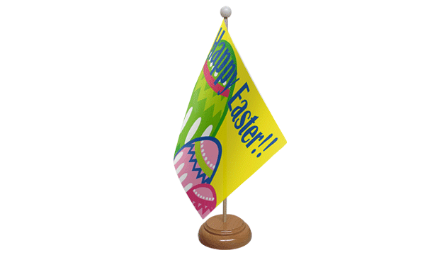 Flagmania Happy Easter wooden hand flags, 9x6 inch, pack of 12, no bases