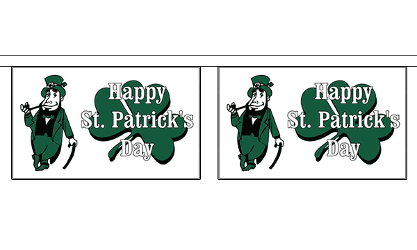 Flagmania Happy St Patricks Day (White) Horizontal Bunting, 9 metre bunting