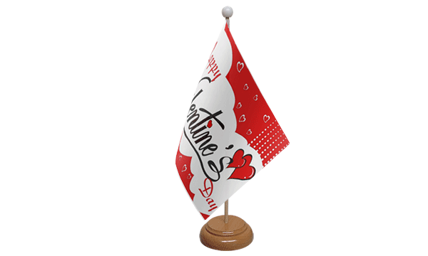 Flagmania Happy Valentines Day wooden hand flags, 9x6 inch, pack of 12, no bases