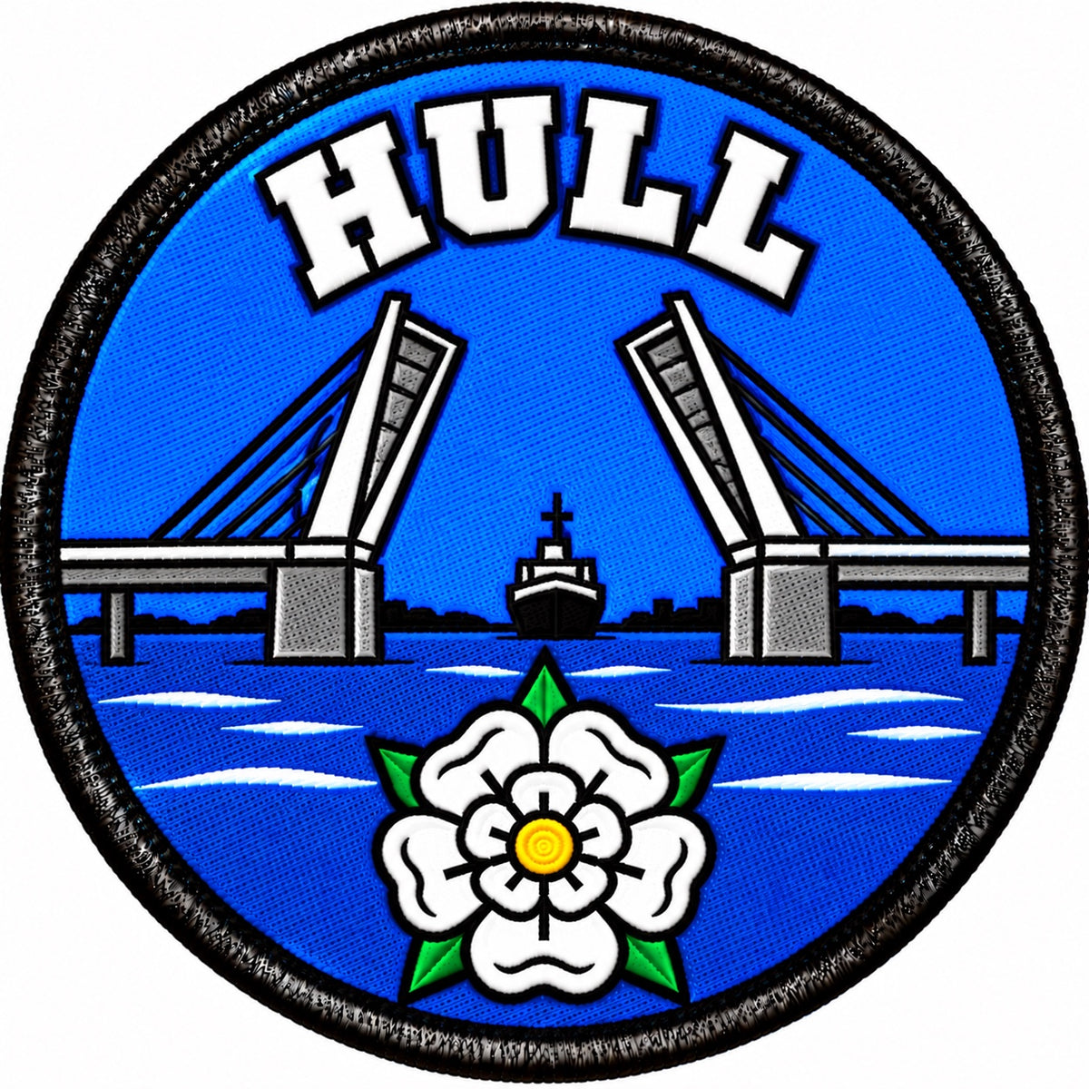 Hull Yorkshire River Bridges White Rose 80mm Embroidered Patch