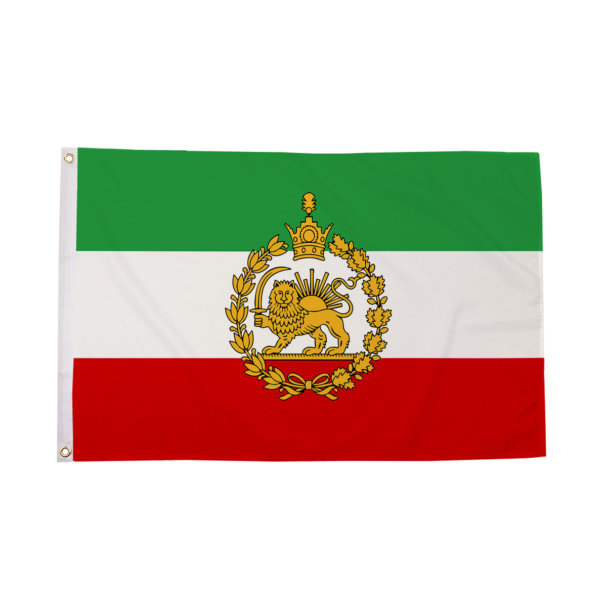Flagmania Iran (Lion and Sun) 3ft x 2ft Polyester Flag on white background