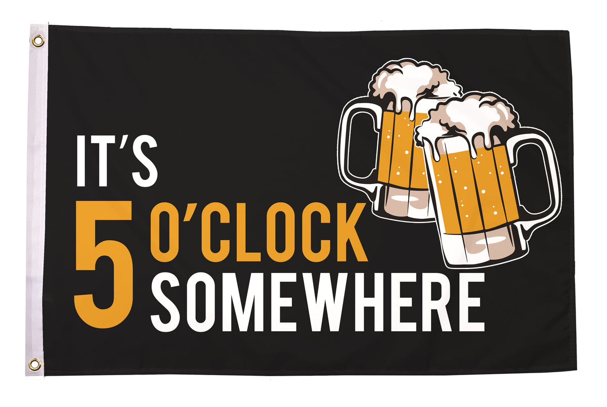 Flagmania It's 5 O'Clock Somewhere Beer 3ft x 2ft Polyester Flag on white background