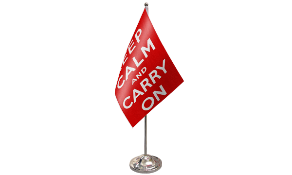 Flagmania Keep Calm And Carry On (Red) wooden hand flags, 9x6 inch, pack of 12, no bases