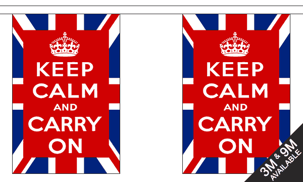 Flagmania Keep Calm and Carry On (UK) Bunting, 9 metre bunting