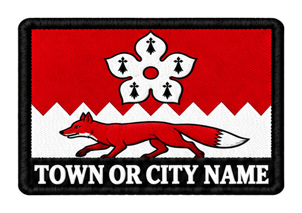 Leicestershire personalised county patch artwork preview, 90 x 60mm