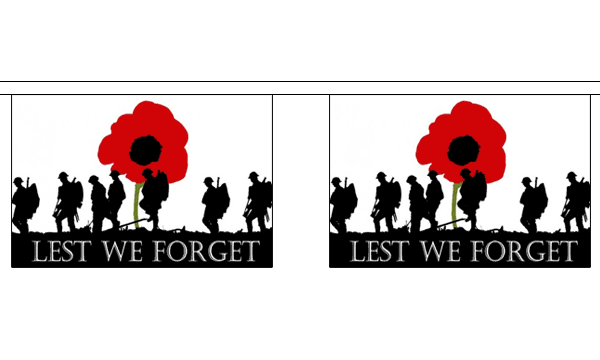 Flagmania Lest We Forget (Army) Horizontal Bunting, 9 metre bunting