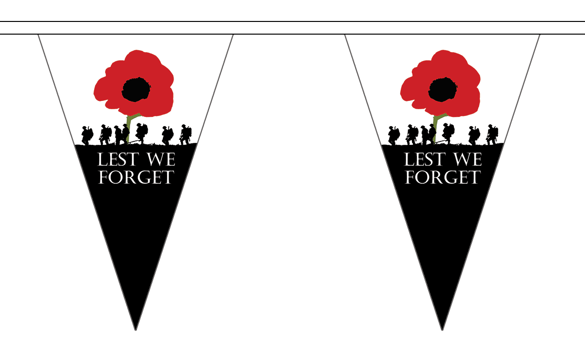 Flagmania Lest We Forget (Army) Triangle Bunting 20 metre bunting