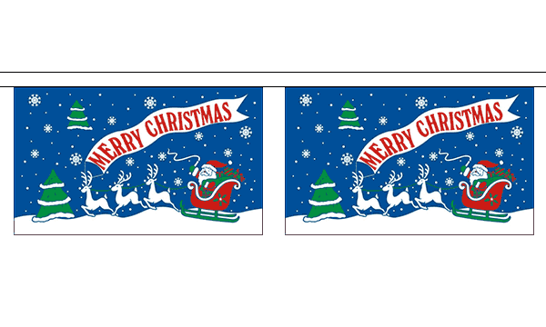 Flagmania Merry Christmas Blue Bunting Horizontal, 9 metre bunting