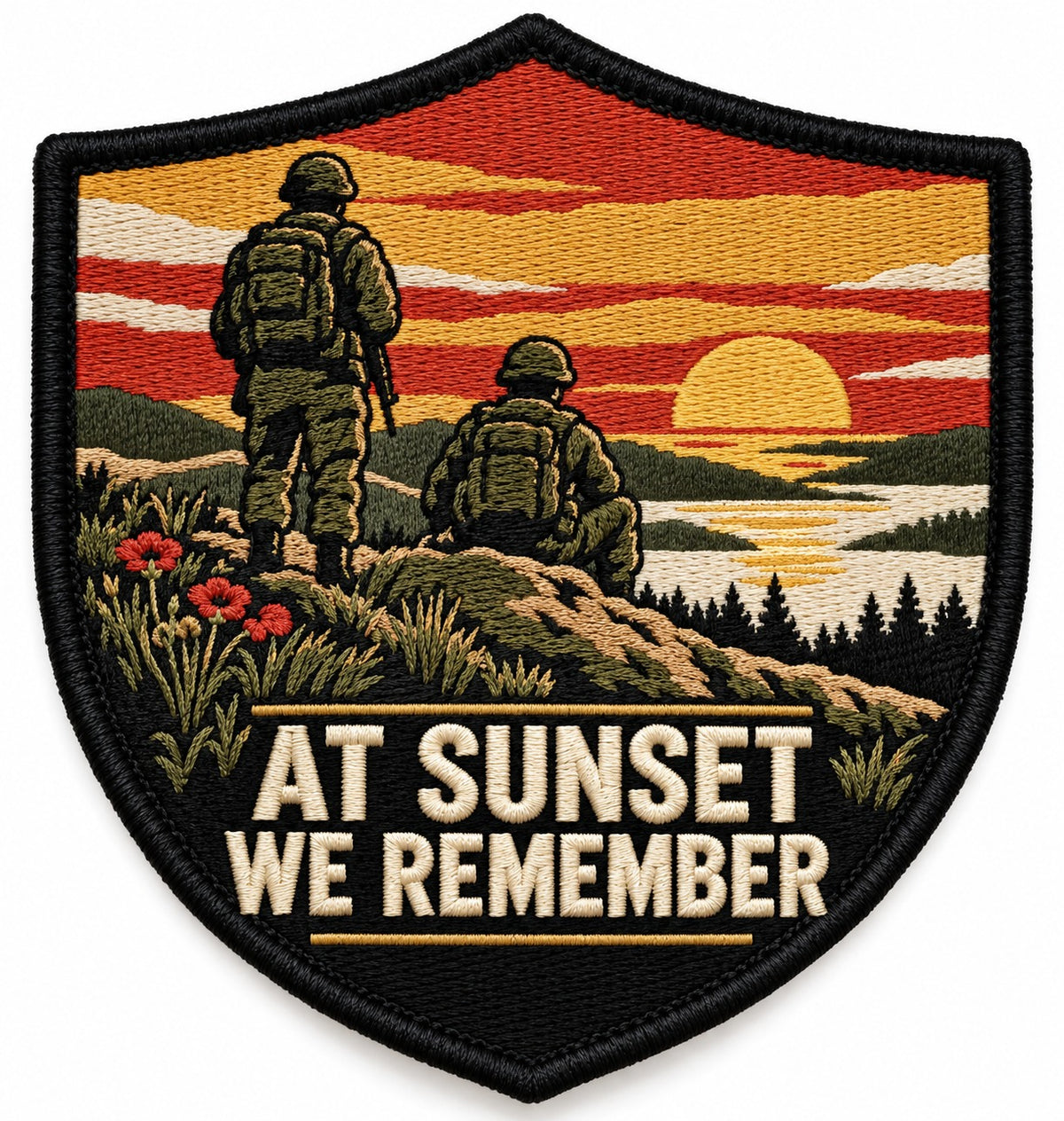 At Sunset embroidered patch design preview – 110mm longest edge