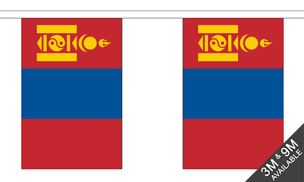 Mongolia 3 metre bunting, 10 flags - Flagmania