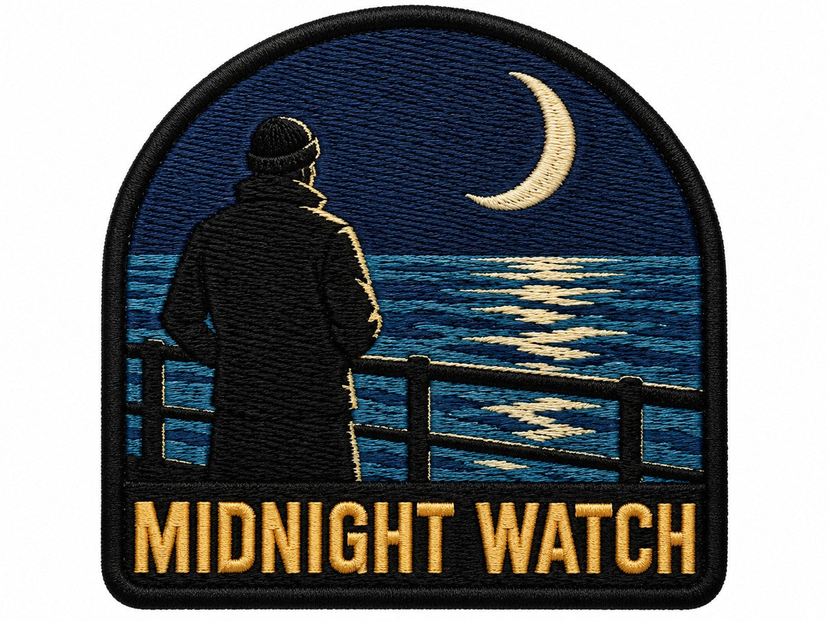 Midnight Watch embroidered patch design preview - 120mm