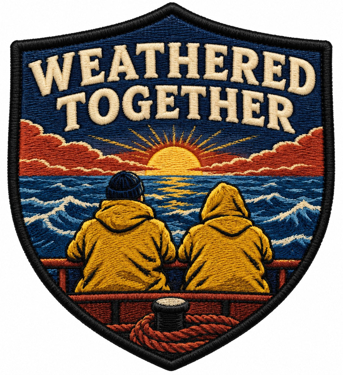 Weathered Together embroidered patch design preview - 110mm