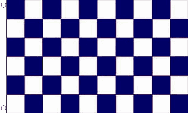 Flagmania Navy Blue and White Check 3ft x 2ft Polyester Flag on white background