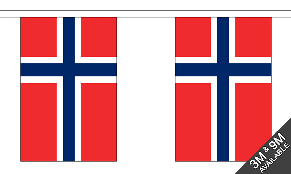 Norway 3 metre bunting, 10 flags - Flagmania