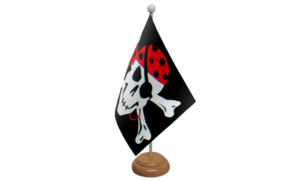 Flagmania One Eyed Jack wooden hand flags, 9x6 inch, pack of 12, no bases