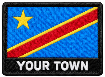 Personalised Congo DRC embroidered flag patch with example YOUR TOWN text