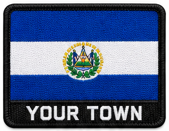 Personalised El Salvador embroidered flag patch with example YOUR TOWN text
