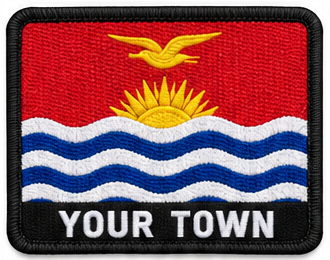 Personalised Kiribati embroidered flag patch with example YOUR TOWN text