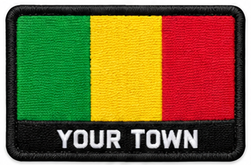 Personalised Mali embroidered flag patch with example YOUR TOWN text