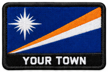 Personalised Marshall Islands embroidered flag patch with example YOUR TOWN text