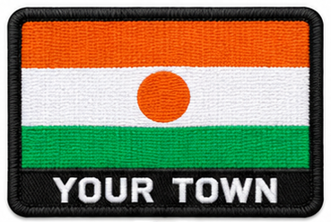 Personalised Niger embroidered flag patch with example YOUR TOWN text