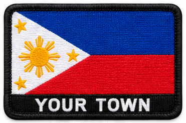 Personalised Philippines embroidered flag patch with example YOUR TOWN text