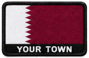 Personalised Qatar embroidered flag patch with example YOUR TOWN text
